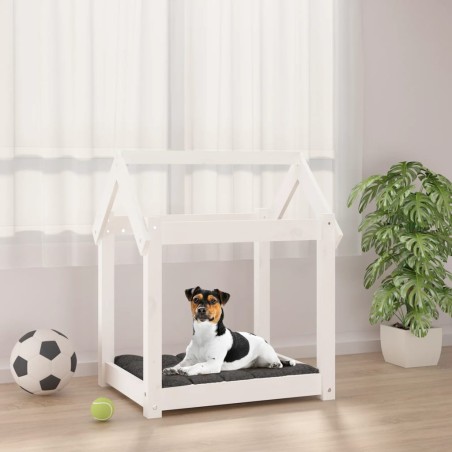 vidaXL Cama para perros madera maciza de pino blanco 61x50x70 cm