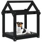 vidaXL Cama para perros madera maciza de pino negro 61x50x70 cm