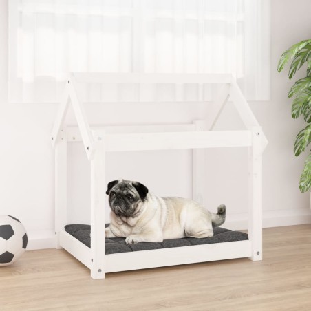 vidaXL Cama para perros madera maciza de pino blanco 71x55x70 cm