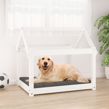 vidaXL Cama para perros madera maciza de pino blanco 81x60x70 cm