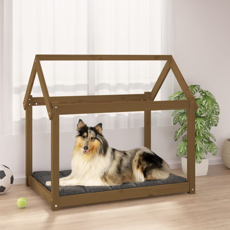 vidaXL Cama para perros madera maciza pino marrón miel 101x70x90 cm vidaXL Cama para perros madera maciza pino marrón miel 101x70x90 cm