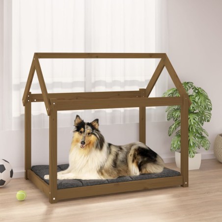 vidaXL Cama para perros madera maciza pino marrón miel 101x70x90 cm