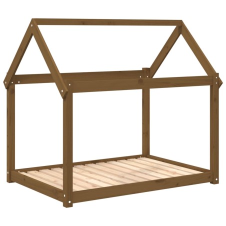 vidaXL Cama para perros madera maciza pino marrón miel 111x80x100 cm