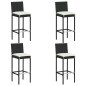 vidaXL Conjunto de bar para jardín 5 piezas con cojines negro vidaXL Conjunto de bar para jardín 5 piezas con cojines negro