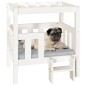  vidaXL Cama para perros madera maciza de pino blanco 65,5x43x70 cm