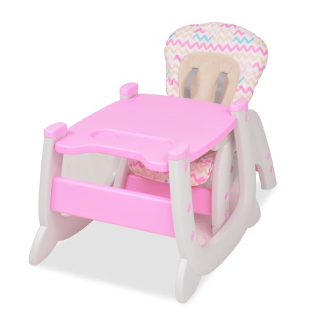 vidaXL Trona convertible 3 en 1 con mesa rosa
