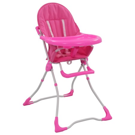 vidaXL Trona de bebé rosa y blanco 