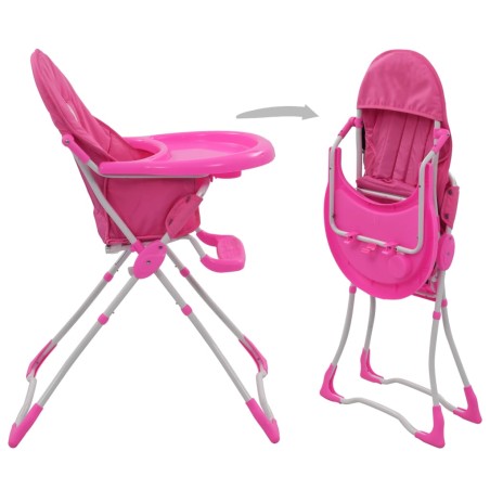 vidaXL Trona de bebé rosa y blanco 