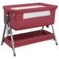 vidaXL Cuna con colchón tela de lino rojo vidaXL Cuna con colchón tela de lino rojo