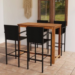 vidaXL Conjunto de bar para jardín 5 piezas negro
