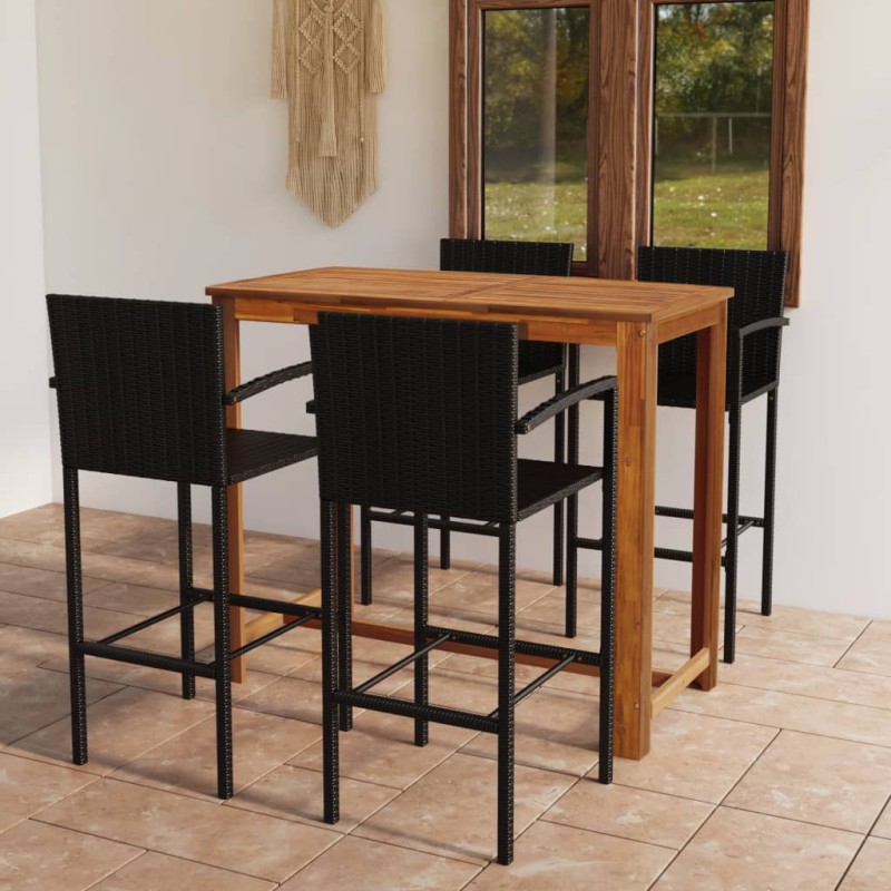vidaXL Conjunto de bar para jardín 5 piezas negro vidaXL Conjunto de bar para jardín 5 piezas negro
