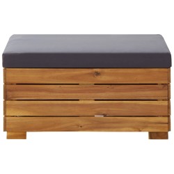 vidaXL Reposapiés seccional con cojín madera maciza de acacia