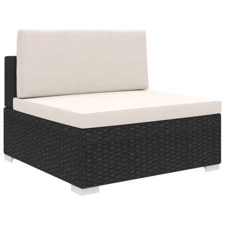 vidaXL Asiento seccional central y cojines 1 ud ratán sintético negro