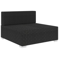 vidaXL Asiento seccional central y cojines 1 ud ratán sintético negro