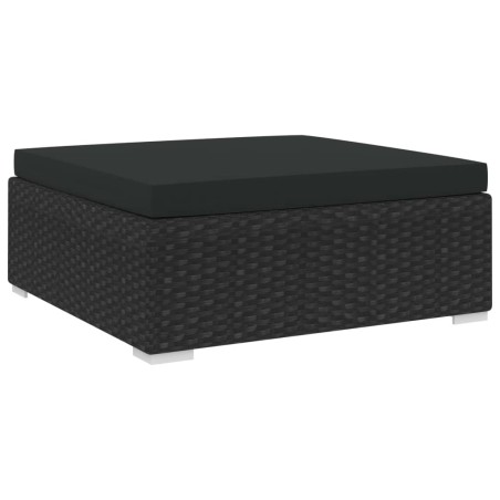 vidaXL Reposapies seccional con cojín 1 uds ratán sintético negro