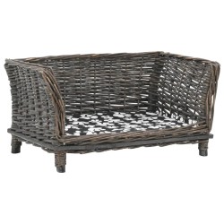 vidaXL Cesta para perros con cojín sauce natural gris 50x33x30 cm