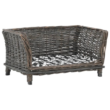 vidaXL Cesta para perros con cojín sauce natural gris 50x33x30 cm