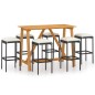 vidaXL Conjunto de bar para jardín 7 piezas con cojines negro vidaXL Conjunto de bar para jardín 7 piezas con cojines negro