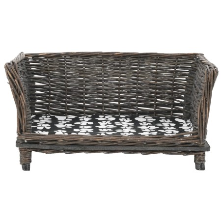 vidaXL Cesta para perros con cojín sauce natural gris 50x33x30 cm
