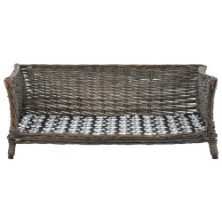 vidaXL Cesta para perros con cojín sauce natural gris 90x54x35 cm
