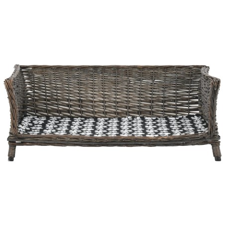 vidaXL Cesta para perros con cojín sauce natural gris 90x54x35 cm