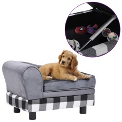 vidaXL Sofá para perro gris felpa 57x34x36 cm
