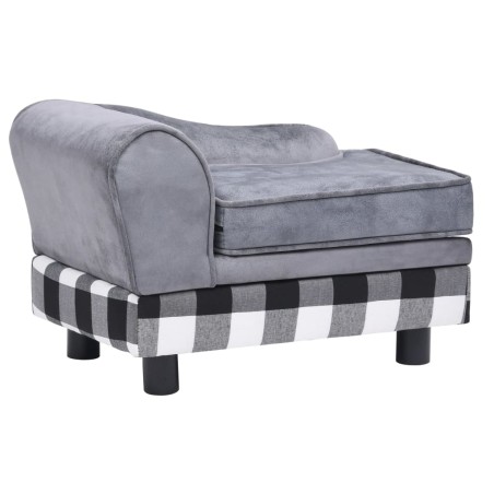 vidaXL Sofá para perro gris felpa 57x34x36 cm
