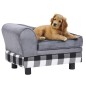 vidaXL Sofá para perro gris felpa 57x34x36 cm