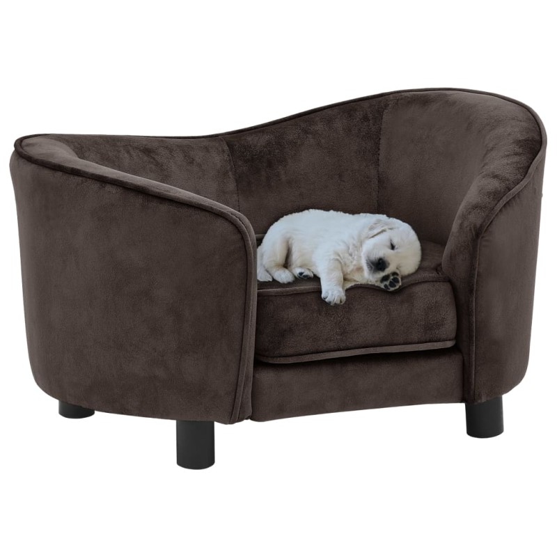 vidaXL Sofá para perro felpa marrón 69x49x40 cm