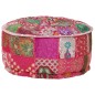 vidaXL Puf redondo de pachtwork algodón hecho a mano 40x20 cm rosa