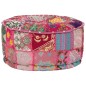 vidaXL Puf redondo de pachtwork algodón hecho a mano 40x20 cm rosa