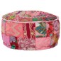 vidaXL Puf redondo de pachtwork algodón hecho a mano 40x20 cm rosa