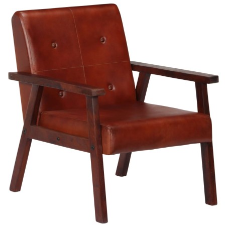 vidaXL Sillón de cuero auténtico marrón oscuro
