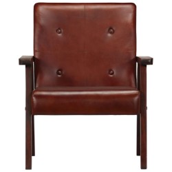 vidaXL Sillón de cuero auténtico marrón oscuro