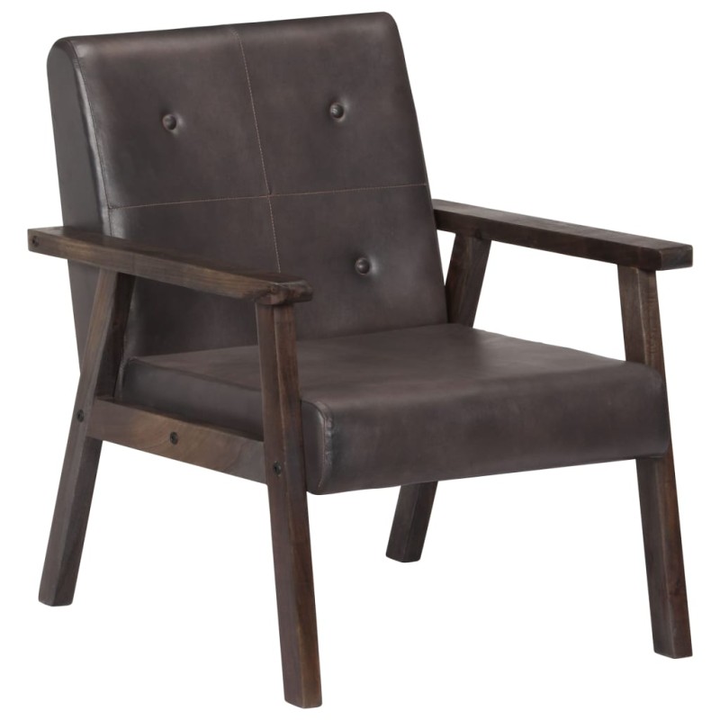 vidaXL Sillón de cuero auténtico gris vidaXL Sillón de cuero auténtico gris