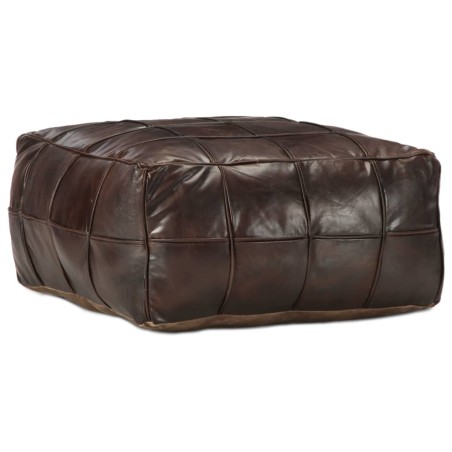 vidaXL Puf marrón oscuro 60x60x30 cm cuero auténtico de cabra 