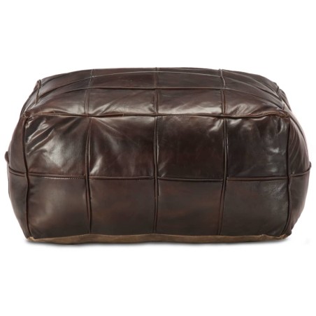 vidaXL Puf marrón oscuro 60x60x30 cm cuero auténtico de cabra 