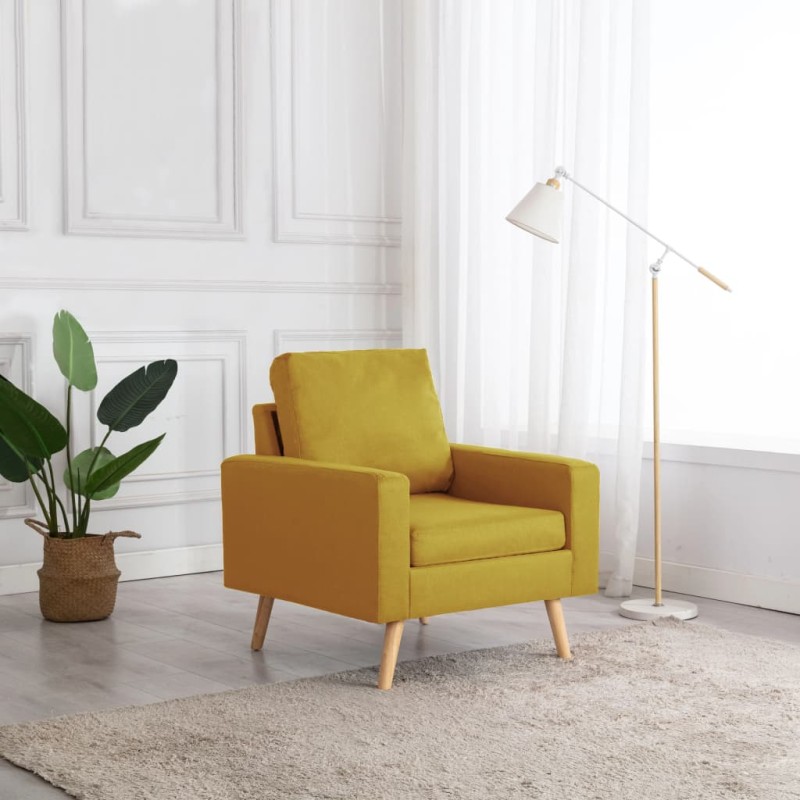 vidaXL Sillón de tela amarillo vidaXL Sillón de tela amarillo