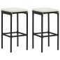 vidaXL Set de bar para jardín 3 piezas y cojines ratán sintético negro vidaXL Set de bar para jardín 3 piezas y cojines ratán sintético negro