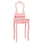 vidaXL Juego de tocador y taburete madera paulownia rosa 50x59x136 cm vidaXL Juego de tocador y taburete madera paulownia rosa 50x59x136 cm