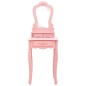vidaXL Juego de tocador y taburete madera paulownia rosa 50x59x136 cm vidaXL Juego de tocador y taburete madera paulownia rosa 50x59x136 cm