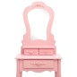 vidaXL Juego de tocador y taburete madera paulownia rosa 50x59x136 cm vidaXL Juego de tocador y taburete madera paulownia rosa 50x59x136 cm