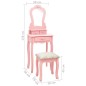 vidaXL Juego de tocador y taburete madera paulownia rosa 50x59x136 cm vidaXL Juego de tocador y taburete madera paulownia rosa 50x59x136 cm