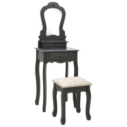 vidaXL Juego de tocador y taburete madera paulownia gris 50x59x136 cm