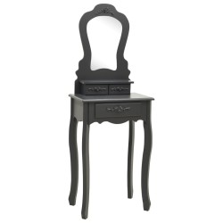 vidaXL Juego de tocador y taburete madera paulownia gris 50x59x136 cm