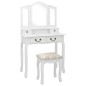 vidaXL Juego de tocador y taburete madera paulownia blanco 80x69x141cm vidaXL Juego de tocador y taburete madera paulownia blanco 80x69x141cm