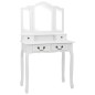 vidaXL Juego de tocador y taburete madera paulownia blanco 80x69x141cm vidaXL Juego de tocador y taburete madera paulownia blanco 80x69x141cm