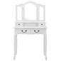 vidaXL Juego de tocador y taburete madera paulownia blanco 80x69x141cm vidaXL Juego de tocador y taburete madera paulownia blanco 80x69x141cm