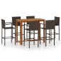vidaXL Conjunto de bar para jardín 7 piezas marrón vidaXL Conjunto de bar para jardín 7 piezas marrón