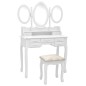vidaXL Tocador con taburete y espejo triple plegable blanco vidaXL Tocador con taburete y espejo triple plegable blanco